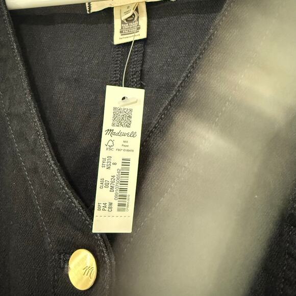 NWT Madewell Denim V Neck Midi Dress Button Up Sleeveless Clean Black Wash 8 - Picture 8 of 10